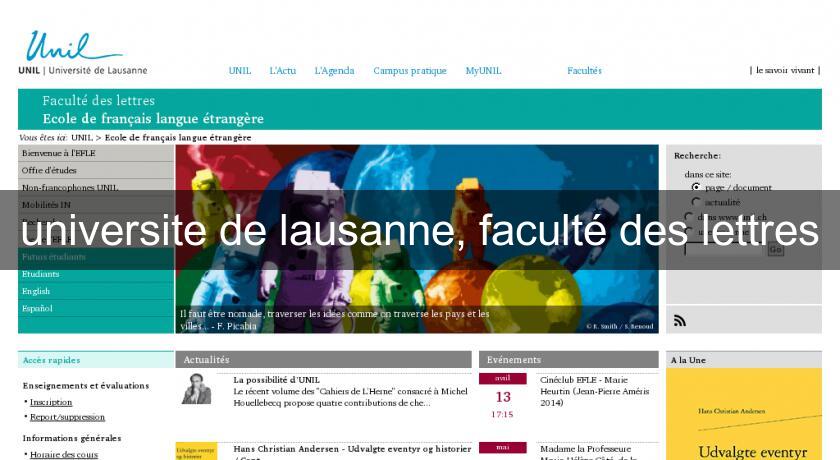 universite de lausanne, faculté des lettres