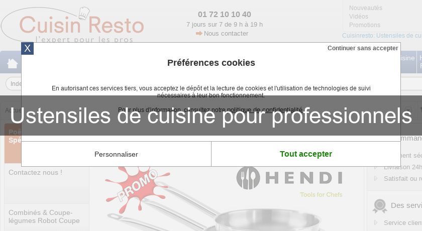 Ustensiles de cuisine pour professionnels