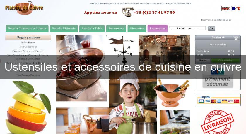 Ustensiles et accessoires de cuisine en cuivre