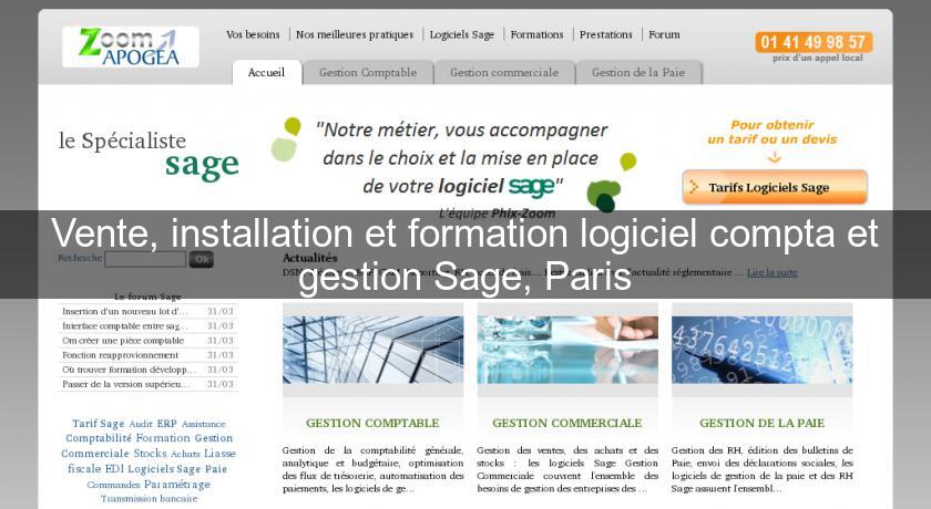 Vente, installation et formation logiciel compta et gestion Sage, Paris