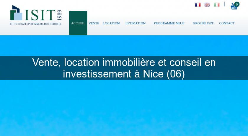 Vente, location immobilière et conseil en investissement à Nice (06)