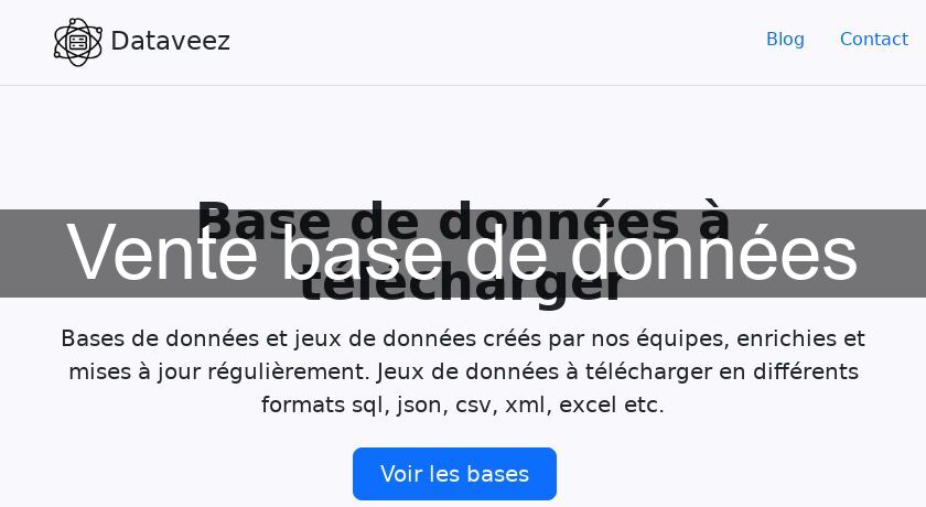Vente base de données Vente base de données
