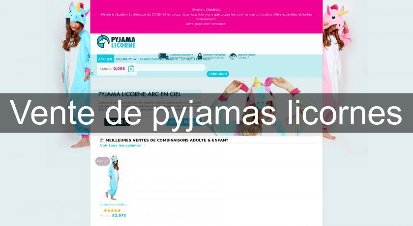 Vente de pyjamas licornes