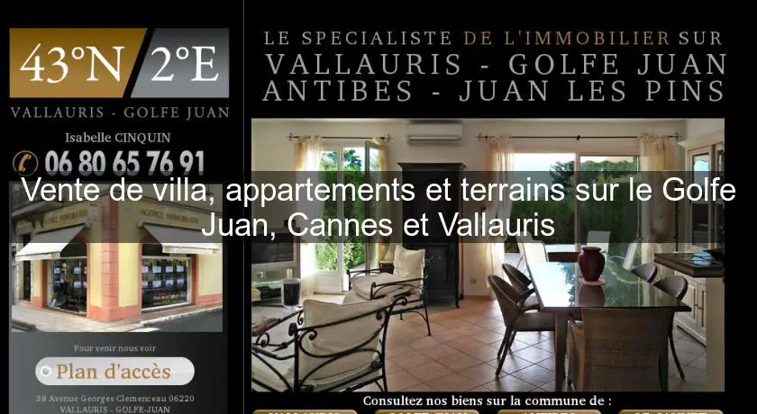 Vente de villa, appartements et terrains sur le Golfe Juan, Cannes et Vallauris