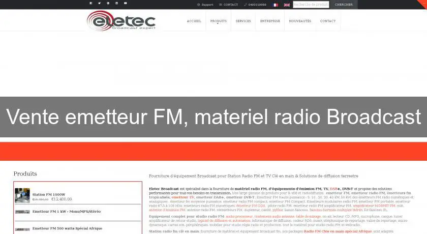Vente emetteur FM, materiel radio Broadcast