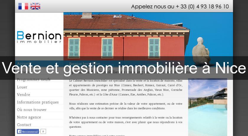 Vente et gestion immobilière à Nice Vente et gestion immobilière à Nice
