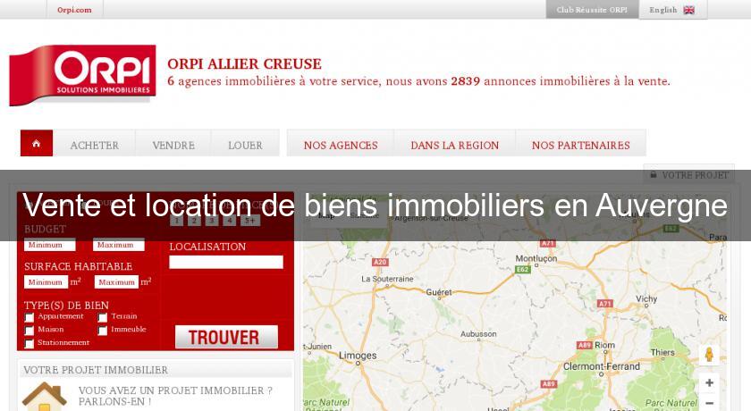 Vente et location de biens immobiliers en Auvergne