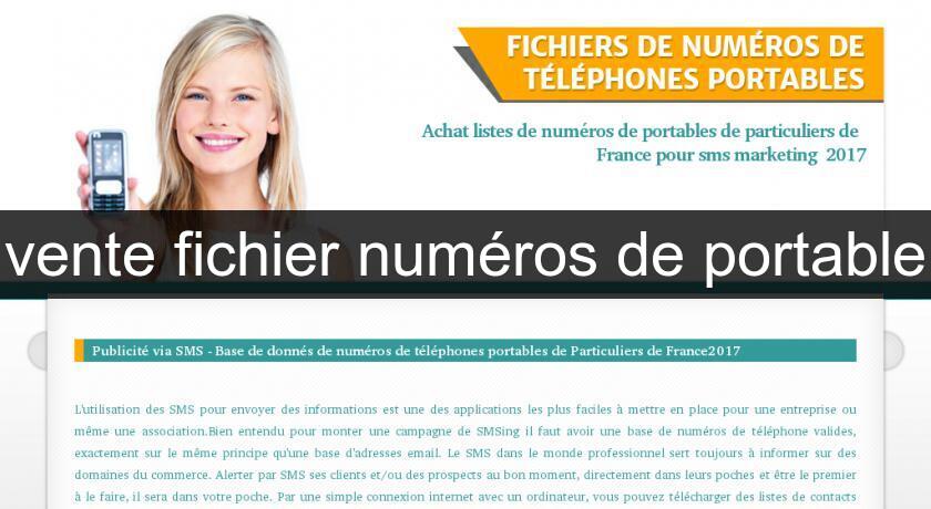 vente fichier numéros de portable vente fichier numéros de portable