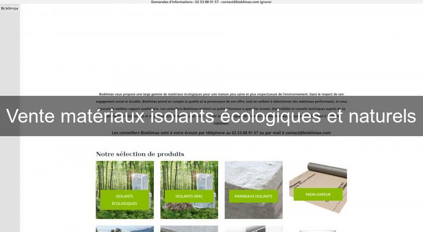 Vente matériaux isolants écologiques et naturels