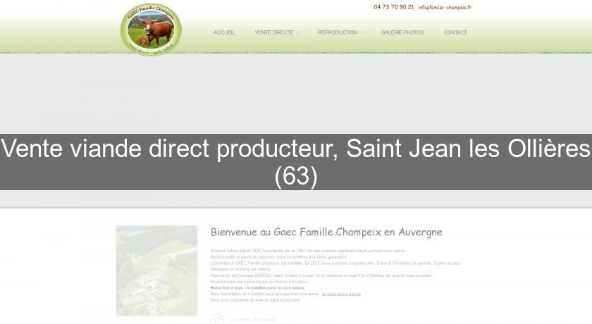 Vente viande direct producteur, Saint Jean les Ollières (63)