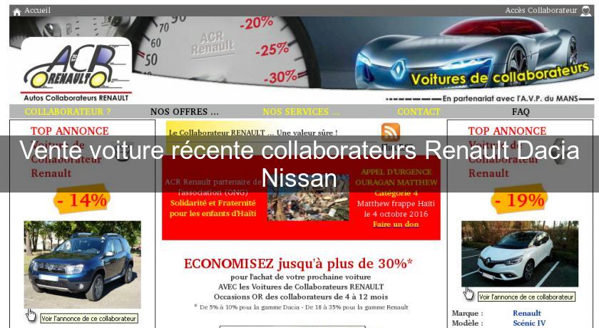 Vente voiture récente collaborateurs Renault Dacia Nissan