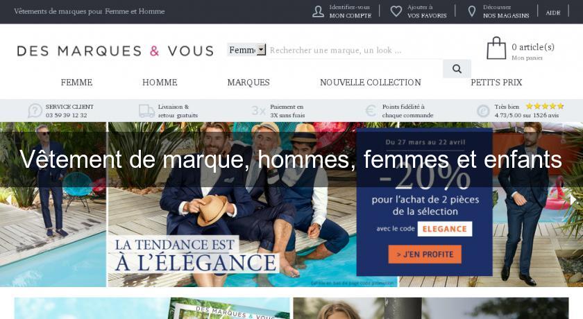 Vêtement de marque, hommes, femmes et enfants