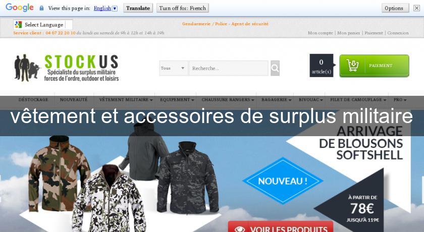 vêtement et accessoires de surplus militaire