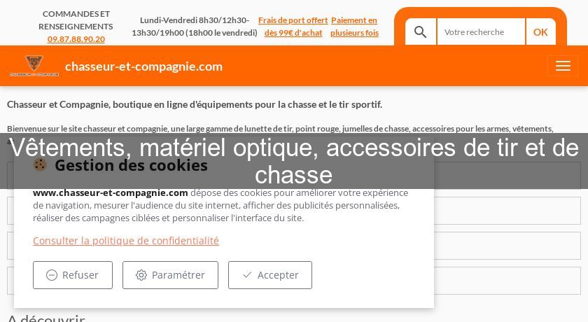 Vêtements, matériel optique, accessoires de tir et de chasse Vêtements, matériel optique, accessoires de tir et de chasse