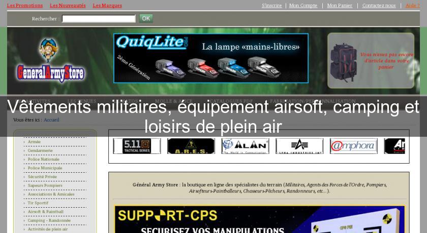 Vêtements militaires, équipement airsoft, camping et loisirs de plein air Vêtements militaires, équipement airsoft, camping et loisirs de plein air