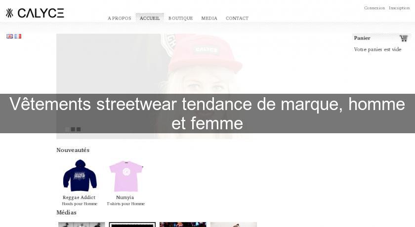 Vêtements streetwear tendance de marque, homme et femme