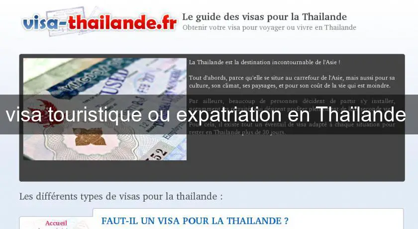 visa touristique ou expatriation en Thaïlande 