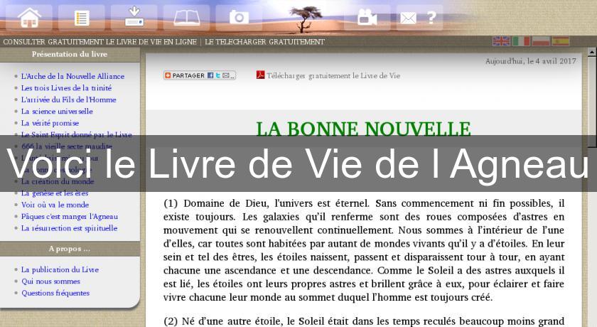 Voici le Livre de Vie de l'Agneau Voici le Livre de Vie de l'Agneau
