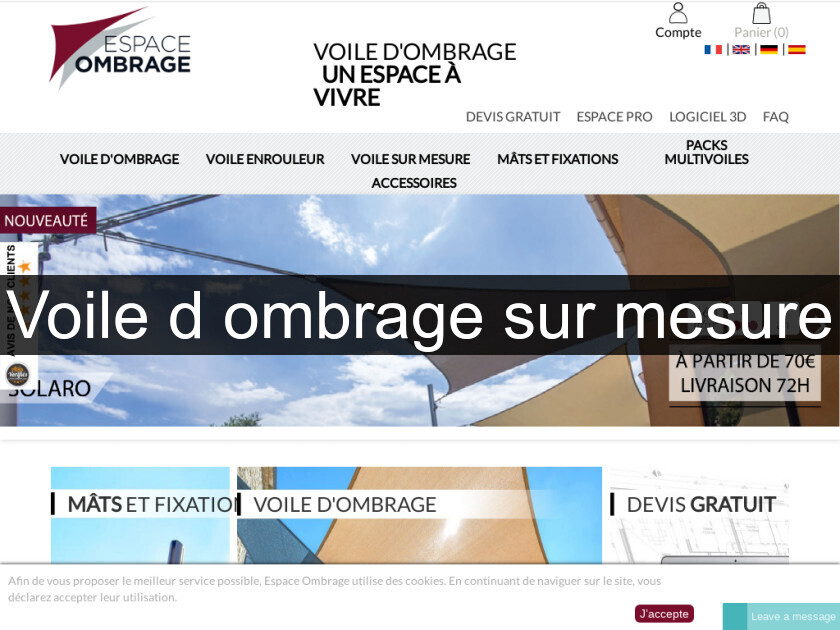 Voile d'ombrage sur mesure