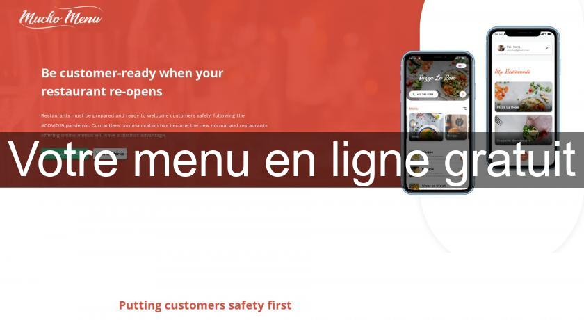 Votre menu en ligne gratuit Votre menu en ligne gratuit