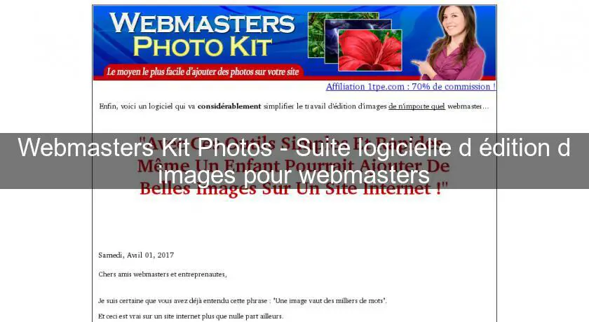 Webmasters Kit Photos - Suite logicielle d'édition d'images pour webmasters