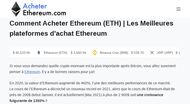 Quand et Comment Investir dans Ethereum 