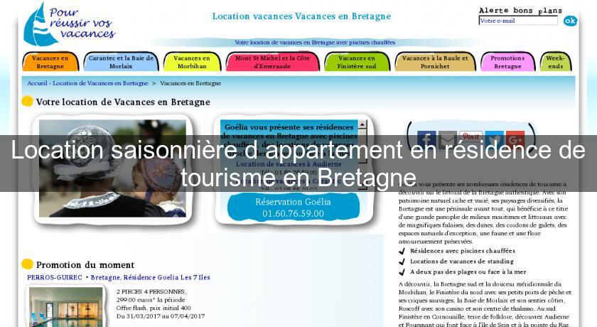 Location saisonnière d'appartement en résidence de tourisme en Bretagne Location saisonnière d'appartement en résidence de tourisme en Bretagne
