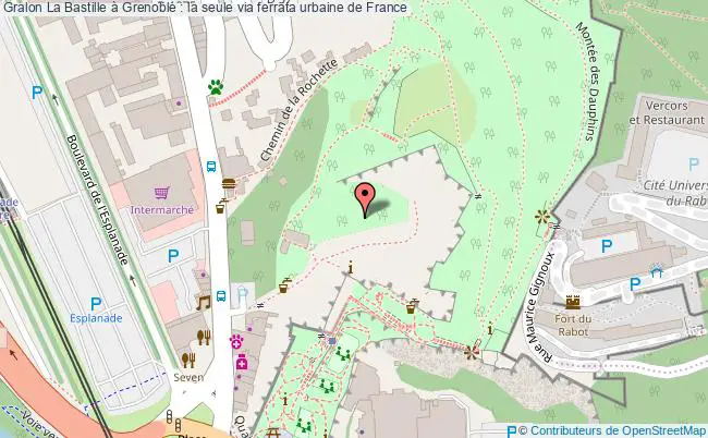 plan La Bastille à Grenoble : La Seule Via Ferrata Urbaine De France