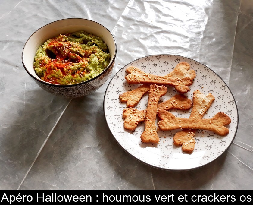 Apéro Halloween : houmous vert et crackers os Apéro Halloween : houmous vert et crackers os