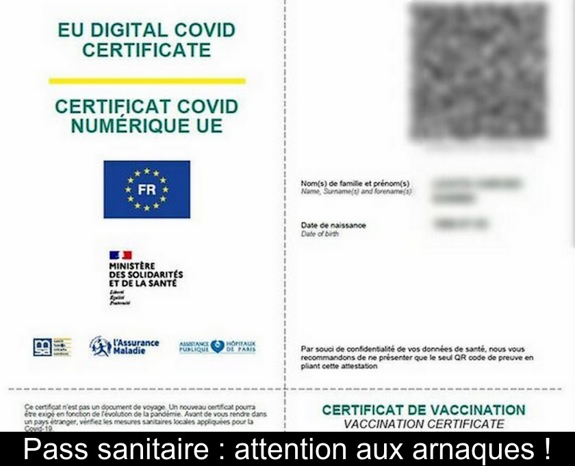 Pass sanitaire : attention aux arnaques ! Pass sanitaire : attention aux arnaques !