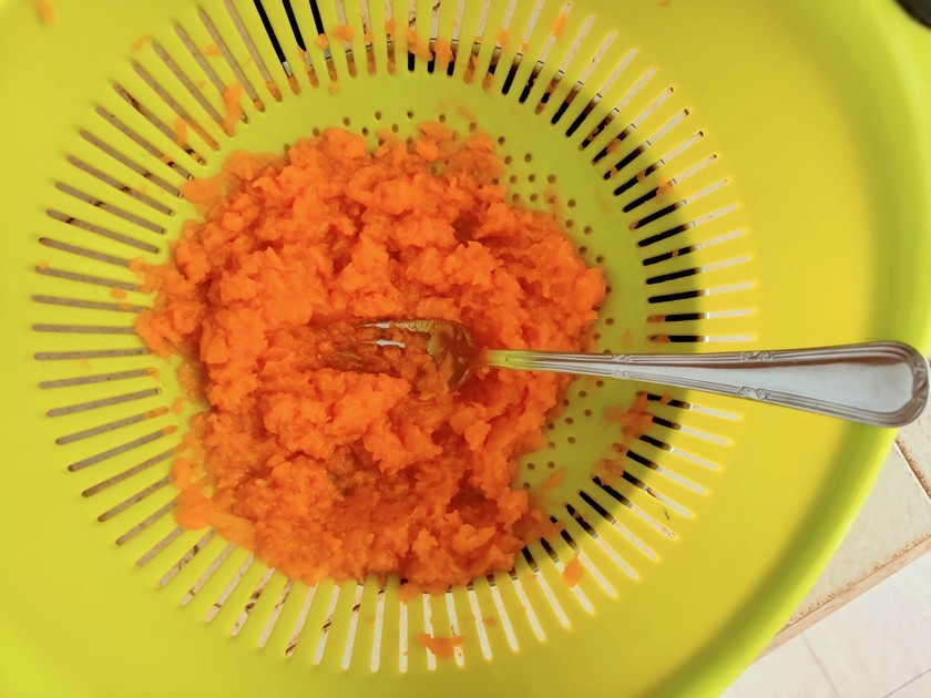 purée de citrouille écrasée à la fourchette