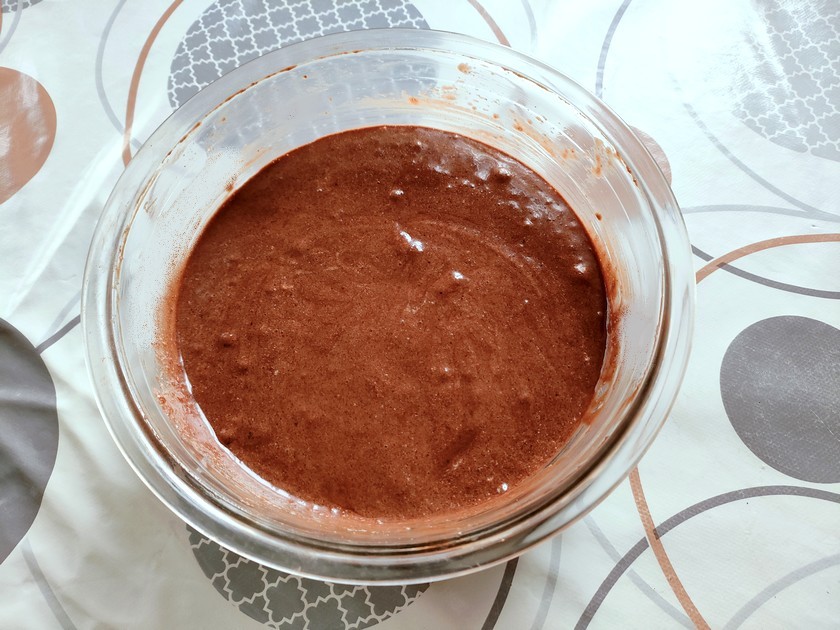 pâte du gâteau au chocolat café noisette.