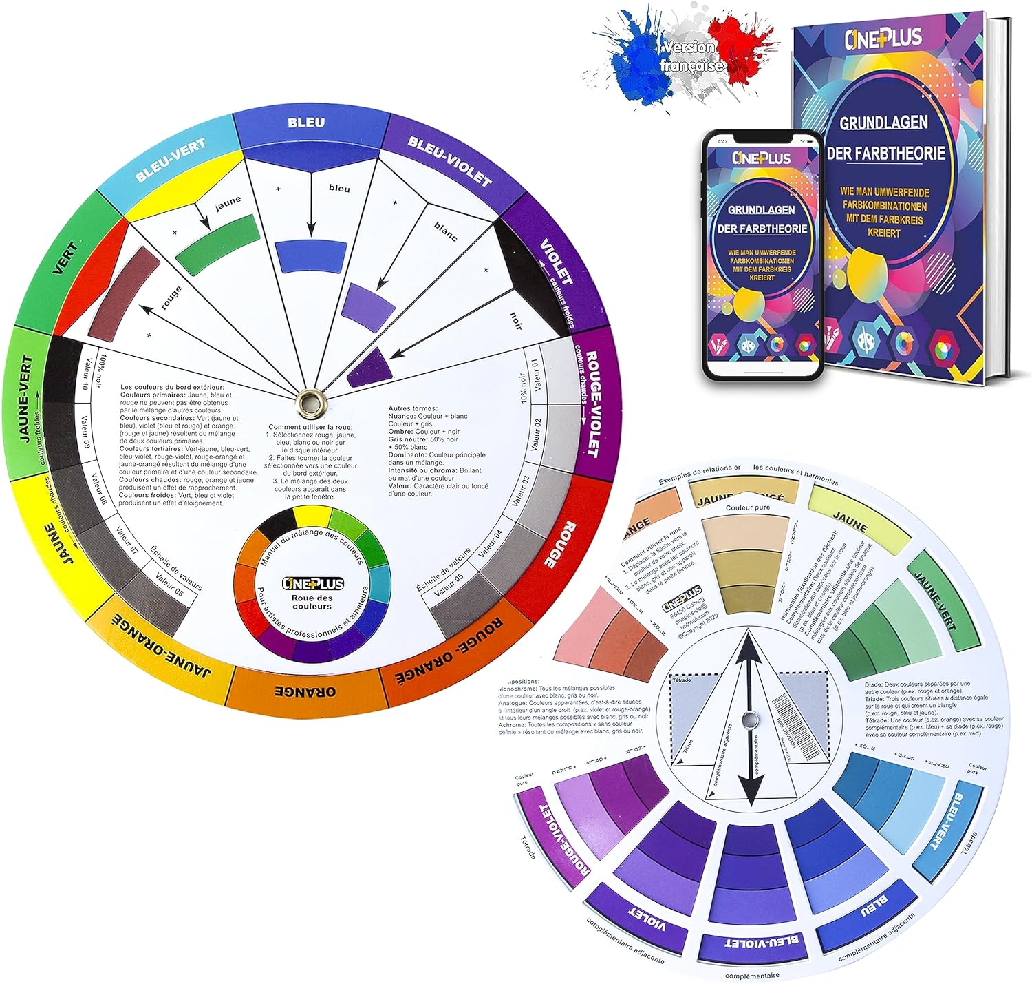 Color Wheel Kit: Roues de Couleur et Guide d'Apprentissage pour le Mélange des Couleurs