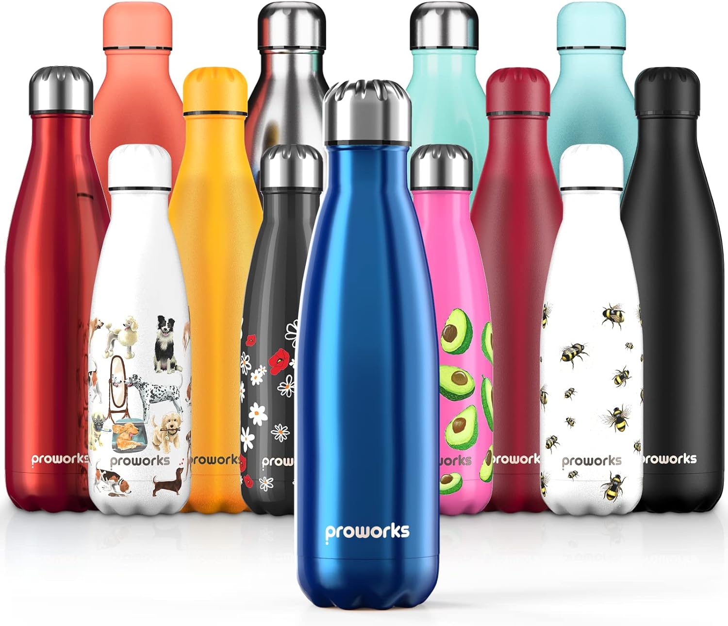 Gourde Isotherme Proworks en INOX sans BPA pour Maintien Chaud et Froid, Idéale pour Sport, Gym et Voyage - Disponible en Différentes Tailles