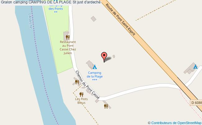 plan Camping De La Plage St just d'ardeche