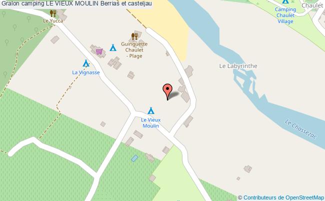 plan Camping Le Vieux Moulin Berrias et casteljau