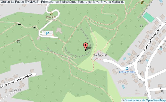 plan La Pause EmmaÜs : Permanence Bibliothèque Sonore De Brive Brive-la-Gaillarde
