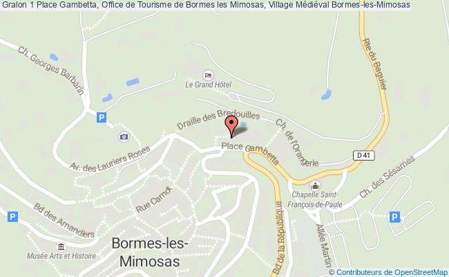plan 1 Place Gambetta, Office de Tourisme de Bormes les Mimosas, Village Médiéval 
