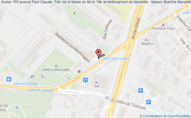 plan 150 avenue Paul Claudel, Parc de la Mairie du 9e et 10e arrondissement de Marseille - Maison Blanche 