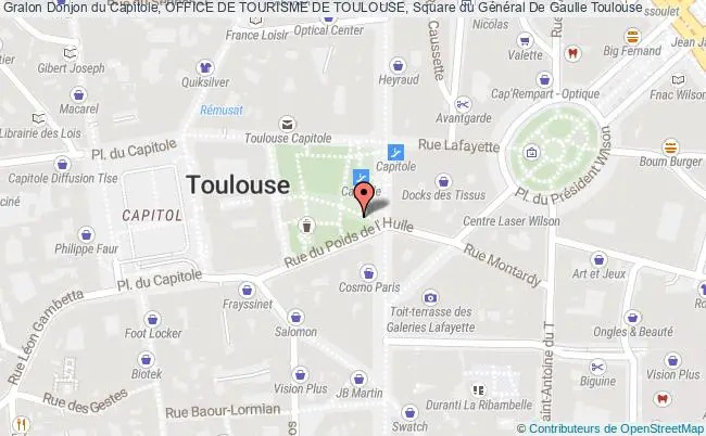 plan Donjon du Capitole, OFFICE DE TOURISME DE TOULOUSE, Square du Général De Gaulle 