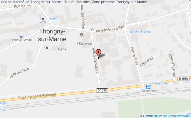 plan Marché de Thorigny-sur-Marne, Rue du Moustier, Zone piétonne 