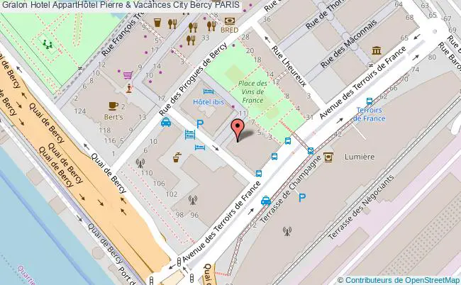 plan Résidence Apparthôtel Pierre & Vacances City Bercy PARIS