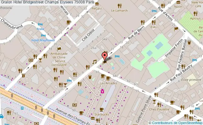 plan Hotel Bridgestreet Champs Elysees 75008 Paris