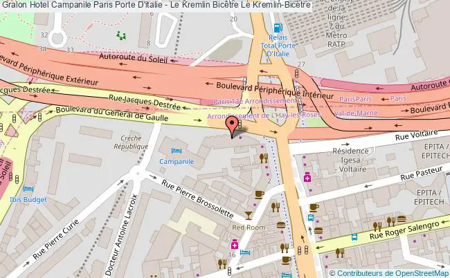 plan Hotel Campanile Paris Porte D'italie - Le Kremlin Bicêtre Le Kremlin-Bicètre