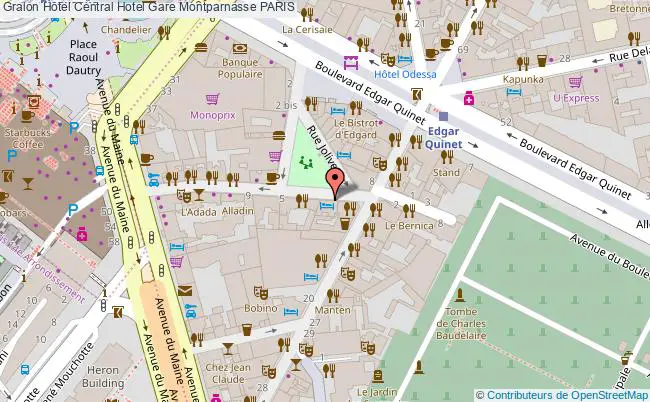 plan Central Hotel Gare Montparnasse PARIS