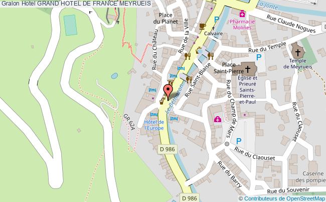 plan Grand Hotel De France MEYRUEIS