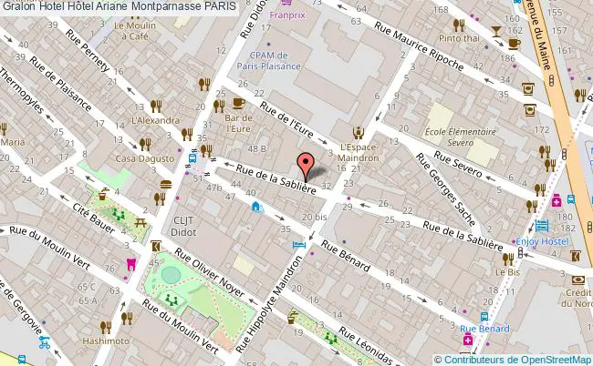 plan Hôtel Ariane Montparnasse PARIS