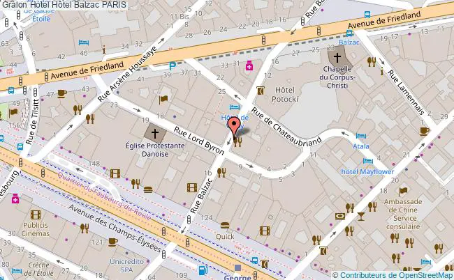 plan Hôtel Balzac PARIS