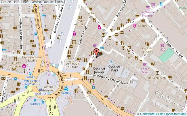 plan Hôtel Central Bastille Paris