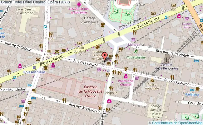 plan Hôtel Chabrol Opéra PARIS